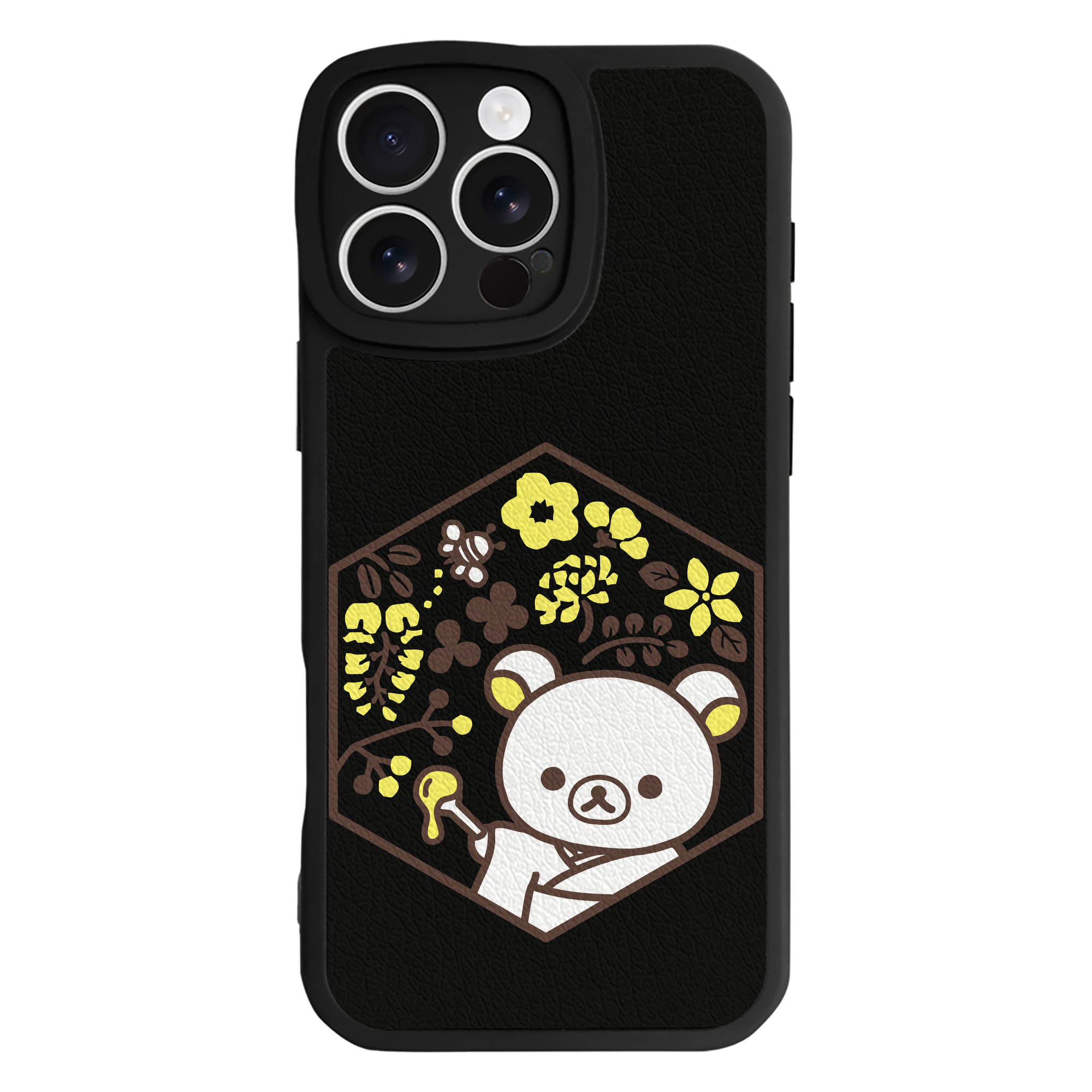 （画像用） リラックマ リラックマ キイロイトリ Rilakkuma Korilakkuma Kiiroitori 【iPhone 16シリーズ対応】シリコンスマホケース（レザー調） 材質：シリコン